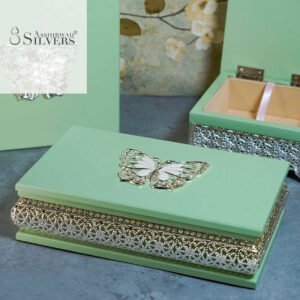 Light Beige Wooden Box W/Flower Epoxy