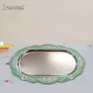 Flower Green Enamel Tray