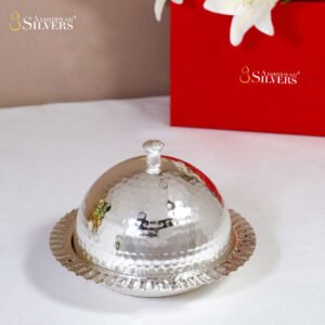 Round Hammered Covered Dish