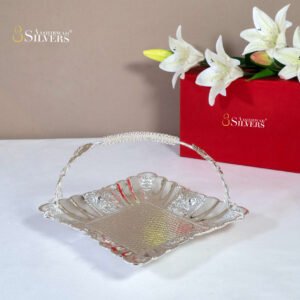 Hammered Square Platter with Handle